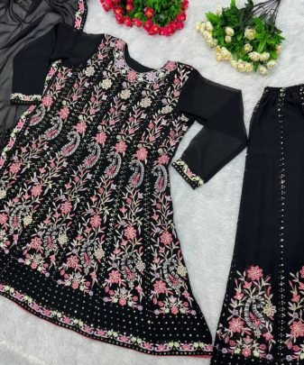 New Designer Embroidery Sequences Work Top With Palazzo