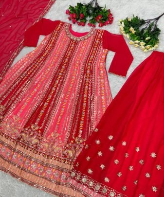 New Designer Embroidery Sequences Work Top With Sharara