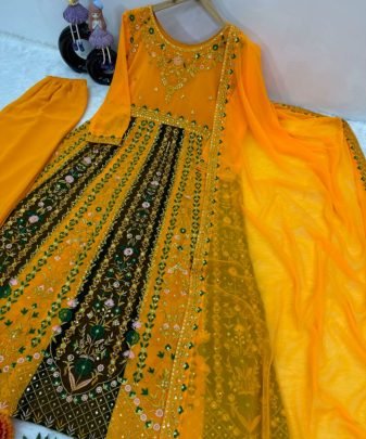 New Designer Embroidery Sequences Work Top With Sharara