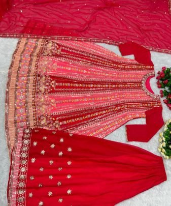 New Designer Embroidery Sequences Work Top With Sharara
