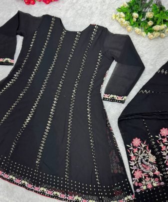New Designer Embroidery Sequences Work Top With Palazzo