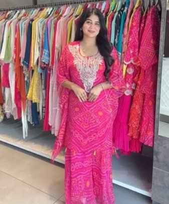 New Designer Fancy  Digital Print With Embroidery Sequence Work Kaftan