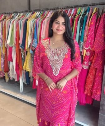 New Designer Fancy  Digital Print With Embroidery Sequence Work Kaftan