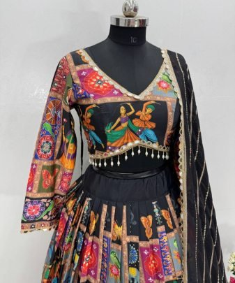 New Designer Fancy Digital Print With Real Mirror Hand Work Lehenga Choli