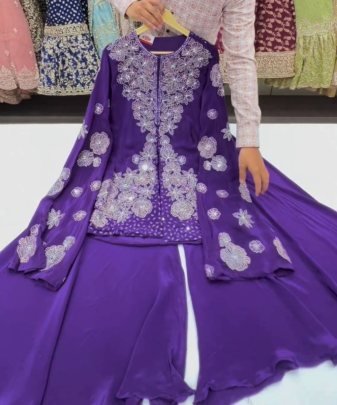 New Designer Heavy Embroidery Coding Work With Peral Hand  Work Top