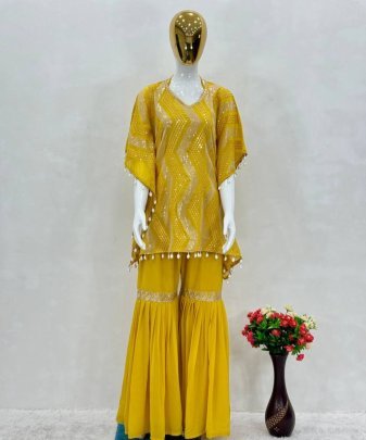 New Designer Heavy Embroidery Sequence Work Kaftan