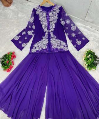 New Designer Heavy Embroidery Coding Work With Peral Hand  Work Top