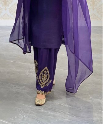 New Designer Heavy French Silk Embroidery Sequence Work Panjabi suit set