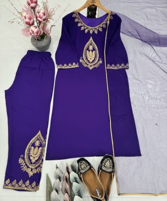 New Designer Heavy French Silk Embroidery Sequence Work Panjabi suit set