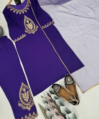 New Designer Heavy French Silk Embroidery Sequence Work Panjabi suit set