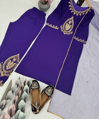 New Designer Heavy French Silk Embroidery Sequence Work Panjabi suit set
