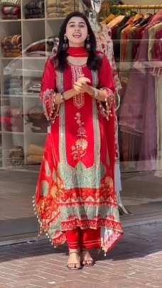 NEW DESIGNER HEAVY FUAX GEORGETTE DIGITAL PRINT HAND WORK FANCY SALWAR SUIT