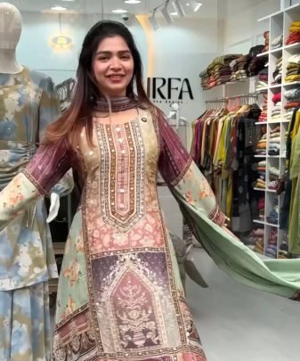 New Designer Heavy Fuax Georgette Digital Print Hand Work Fancy Salwar Suit