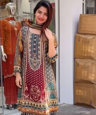 New Designer Heavy Fuax Georgette Digital Print Hand Work Salwar Suit