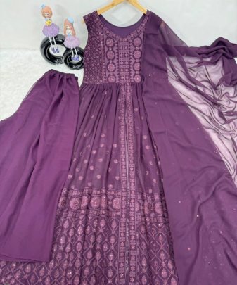 New Designer Heavy Fuax Georgette Fancy Cut Top With Plazzo Suit Set