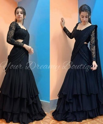 New Designer Heavy Fuax Georgette Ruffle Ready To Wear Lehengas