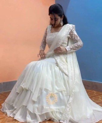 New Designer Heavy Fuax Georgette Ruffle Ready To Wear Lehengas