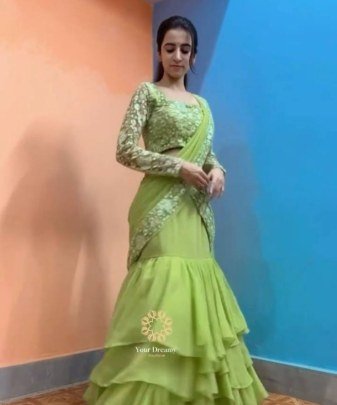 New Designer Heavy Fuax Georgette Ruffle Ready To Wear Lehengas