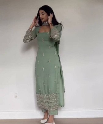 New Designer Heavy Fuax Georgette Anarkali Suit Set