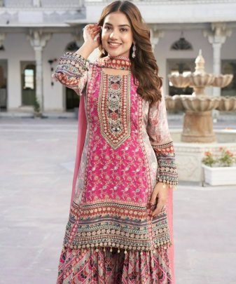 New Designer Heavy Fuax Georgette Digital Print Hand Work Salwar Suit