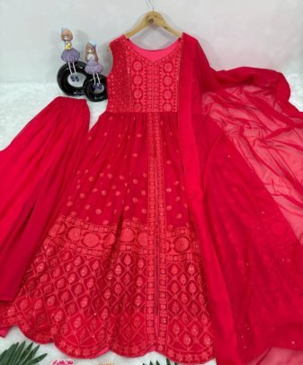 New Designer Heavy Fuax Georgette Fancy Cut Top With Plazzo Suit Set