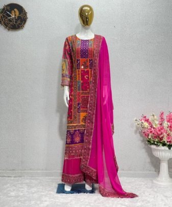New Designer Heavy Fuax Georgette Digital Print Hand Work Pakistani  Suit