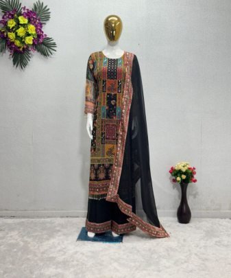 New Designer Heavy Fuax Georgette Digital Print Hand Work Pakistani  Suit