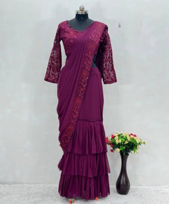 New Designer Heavy Fuax Georgette Ruffle Ready To Wear Lehengas