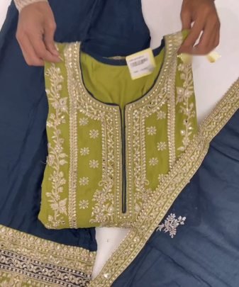 New Designer Heavy Fuax Georgette Green Pakistani  Suit