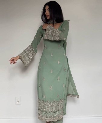 New Designer Heavy Fuax Georgette Anarkali Suit Set