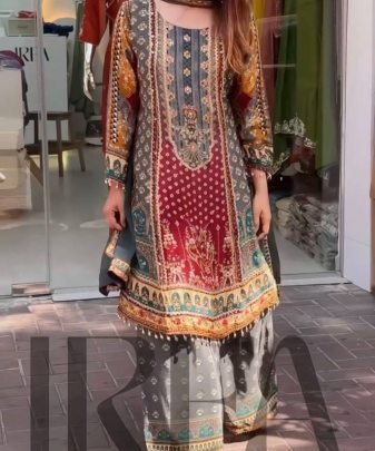 New Designer Heavy Fuax Georgette Digital Print Hand Work Salwar Suit