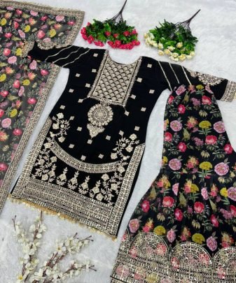 New Designer Heavy Fuax Georgette Sharara Suit Set