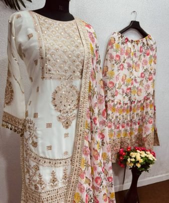 New Designer Heavy Fuax Georgette Sharara Suit Set