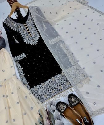 New Designer Heavy Fuax Georgette Sharara Suit Set