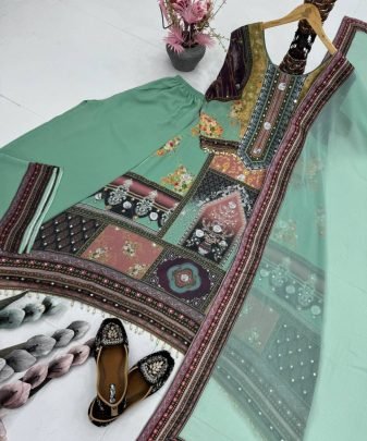 New Designer Heavy Fuax Georgette Digital Print Hand Work Fancy Salwar Suit