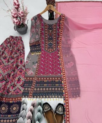 New Designer Heavy Fuax Georgette Digital Print Hand Work Salwar Suit