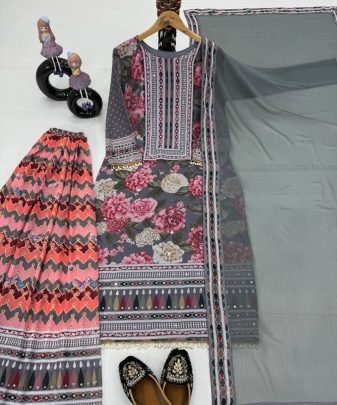 New Designer Heavy Fuax Georgette Digital Print Hand Work Salwar Suit