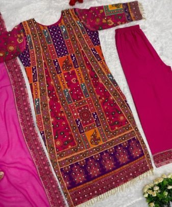 New Designer Heavy Fuax Georgette Digital Print Hand Work Pakistani  Suit