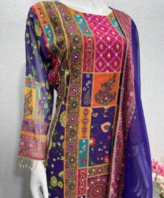 New Designer Heavy Fuax Georgette Digital Print Hand Work Pakistani  Suit