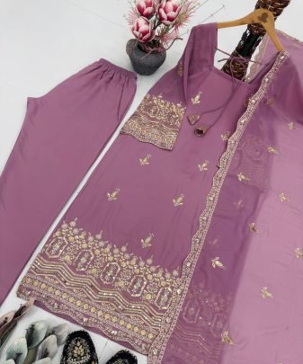 New Designer Heavy Fuax Georgette Anarkali Suit Set