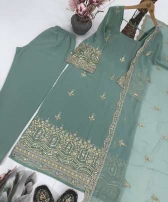 New Designer Heavy Fuax Georgette Anarkali Suit Set