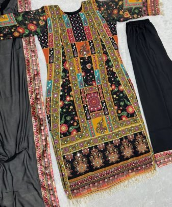 New Designer Heavy Fuax Georgette Digital Print Hand Work Pakistani  Suit