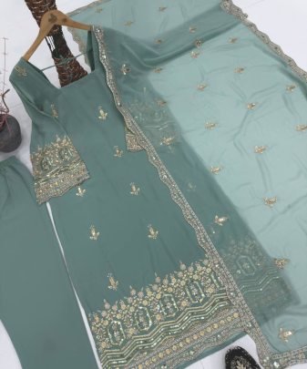 New Designer Heavy Fuax Georgette Anarkali Suit Set