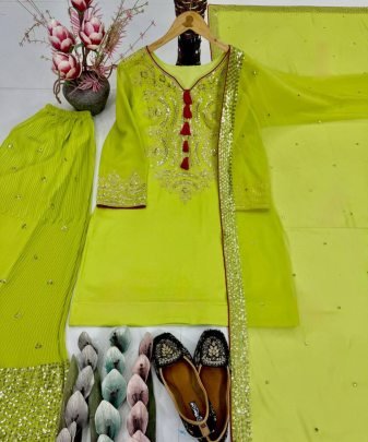 New Designer Heavy Fuax Georgette Sharara Suit Set