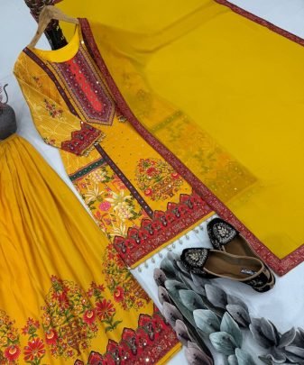 New Designer Heavy Natural  Silk Digital Print Hand Work Salwar Suit