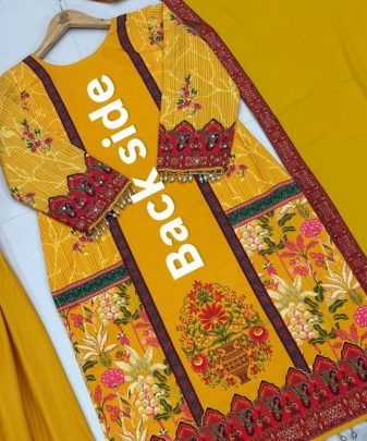 New Designer Heavy Natural  Silk Digital Print Hand Work Salwar Suit