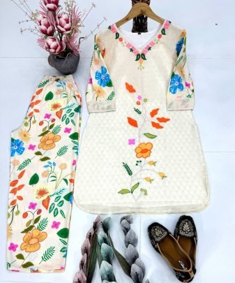 New Designer Heavy Pure Cotton Digital Print Top With Bottom