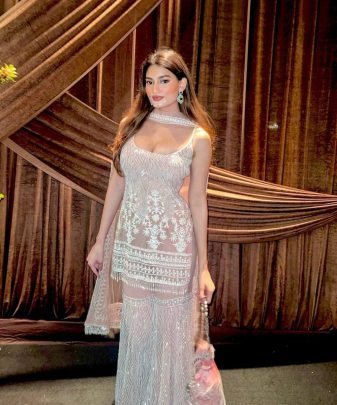 New Designer Heavy Soft Net Top With Full Chine Sequence Work Palazzo Suit