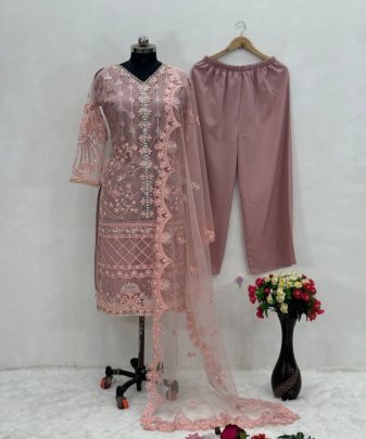 New Designer Heavy  Soft Net Top pent Suit Set