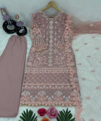 New Designer Heavy  Soft Net Top pent Suit Set